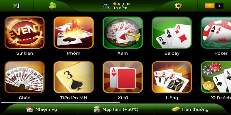 Các sảnh trong game bài PG88